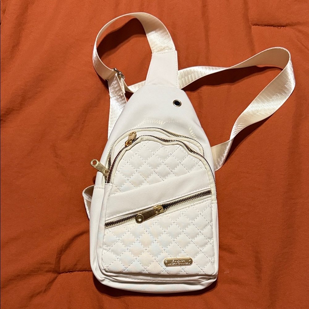 Elegant Cream Quilted Sling Bag